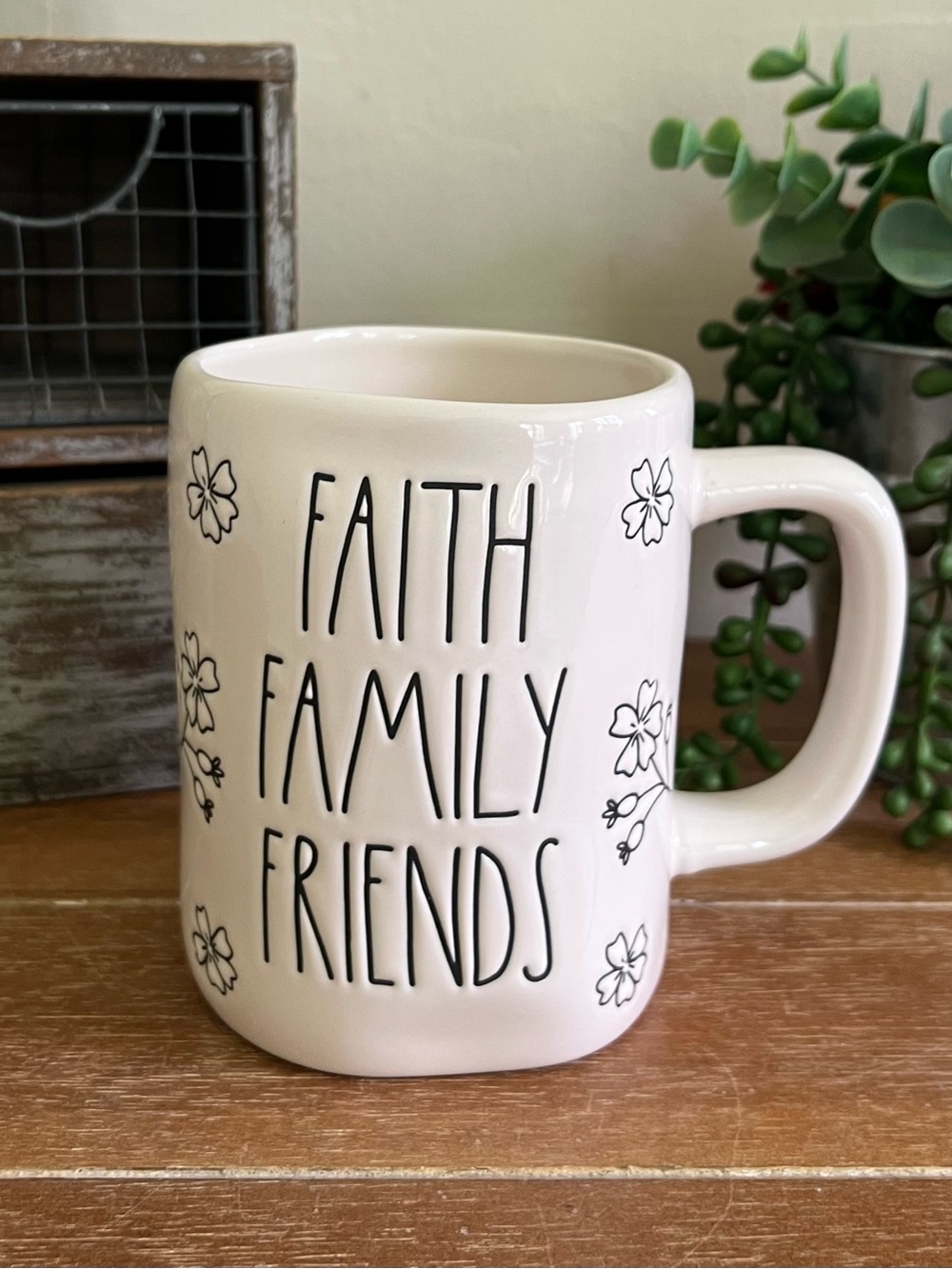 New Rae Dunn Farmhouse Faith Family Friends Ceramic Mug